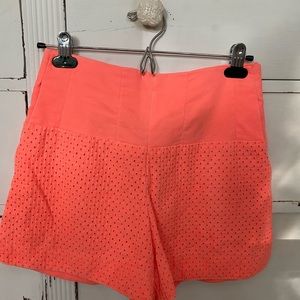 High waisted orange shorts side zip Cartonnier brand